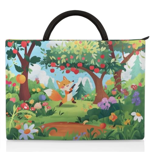 Laptop-Hülle mit Cartoon-Waldfuchs, kompatibel mit 33-35,6 cm (13 - 14 Zoll) Notebook-Laptop-Taschen für Damen und Herren, Tragetasche, Aktentasche von WowPrint