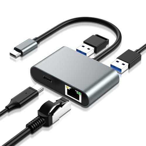 4-in-1USB C auf Ethernet Adapter, Wowfast USB C auf RJ45 Ethernet 1000 Mbps für Chromecast TV/Stick, Phone, Mac-Book Air, Mac-Book Pro & Windows von Wowfast