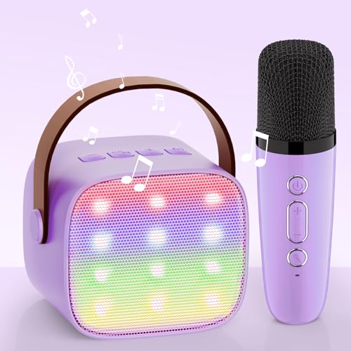 Kinder Karaoke Maschine, Neueste Karaoke Mikrofon Kinder, Geschenke für Mädchen Jungs,Mini Bluetooth Lautsprecher Geschenk Mädchen Stimmverzerrer-Spielzeug Spielzeug für 3 4 5 6 7 8 9 10+(lila) von Wowstar