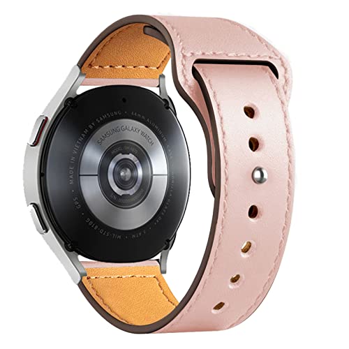 20mm Leder Armbänder für Samsung Galaxy Watch 4/5/Pro Armband 44mm 40mm 45mm/Classic 46mm 42mm/3 41mm/Active 2,Sport band für Amazfit GTS 2/mini/3/bip/U Garmin vivoactive 3/Venu sq (Rosa) von Wowstrap