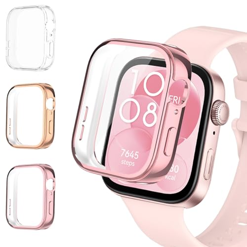 3 Stück Hülle für Huawei Watch Fit 3 Displayschutz,Flexibel TPU für Huawei Watch Fit 3 Hülle,Kratzer Verhindern Schutz für Huawei Watch Fit 3 Schutzhülle,Smartwatch Protector Cover Case Damen/Herren von Wowstrap