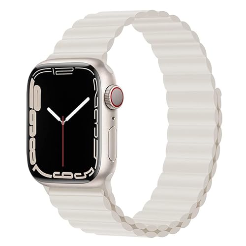 Magnet Band für Apple Watch Armband 41mm 45mm 40mm 44mm 42mm 38mm Herren/Damen,Silikon Sport Loop Strap für Apple Watch 8 Armbänder iWatch Series 7 6 5 4 3 SE Ultra 49mm-38/40/41 mm Antikweiß von Wowstrap