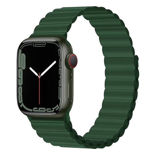 Magnet Band für Apple Watch Armband 41mm 45mm 40mm 44mm 42mm 38mm Herren/Damen,Silikon Sport Loop Strap für Apple Watch 8 Armbänder iWatch Series 7 6 5 4 3 SE Ultra 49mm-38/40/41 mm Kleegrün von Wowstrap