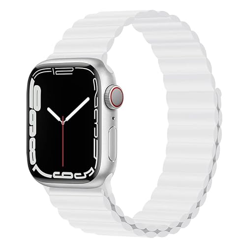 Magnet Band für Apple Watch Armband 41mm 45mm 40mm 44mm 42mm 38mm Herren/Damen,Silikon Sport Loop Strap für Apple Watch 8 Armbänder iWatch Series 7 6 5 4 3 SE Ultra 49mm-38/40/41 mm Weiß von Wowstrap