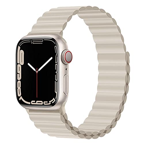 Magnet Band für Apple Watch Armband 41mm 45mm 40mm 44mm 42mm 38mm Herren/Damen,Silikon Sport Loop Strap für Apple Watch 8 Armbänder iWatch Series 7 6 5 4 3 SE Ultra 49mm-42/44/45 mm Polarstern von Wowstrap