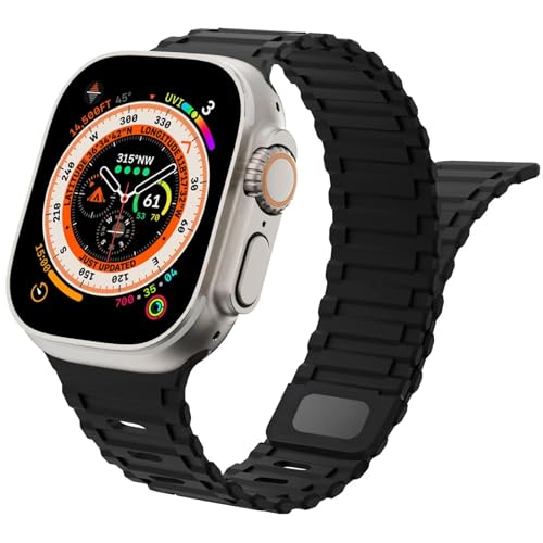 Magnet Sportarmband für Apple Watch Ultra Armband 49mm 44mm 45mm 42mm iWatch Armbänder 40mm 41mm 38mm Herren/Damen,Weiches Silikon Ersatz Band für Apfelband Series 9 8 7 6 5 4 3 2 SE Ultra 2 von Wowstrap