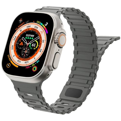 Magnet Sportarmband für Apple Watch Ultra Armband 49mm 44mm 45mm 42mm iWatch Armbänder 40mm 41mm 38mm Herren/Damen,Weiches Silikon Ersatz Band für Apfelband Series 9 8 7 6 5 4 3 2 SE Ultra 2 von Wowstrap