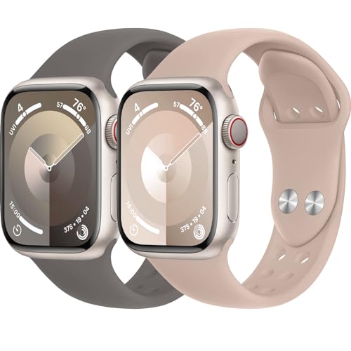 Sportarmband für Apple Watch Armband 40mm 41mm 38mm 44mm 45mm 42mm iWatch Armbänder Ultra 2/Ultra 49mm Herren/Damen,Doppeltaste Weiches Silikon Ersatz Band für Apfelband Series 9 8 7 6 5 4 3 2 se von Wowstrap