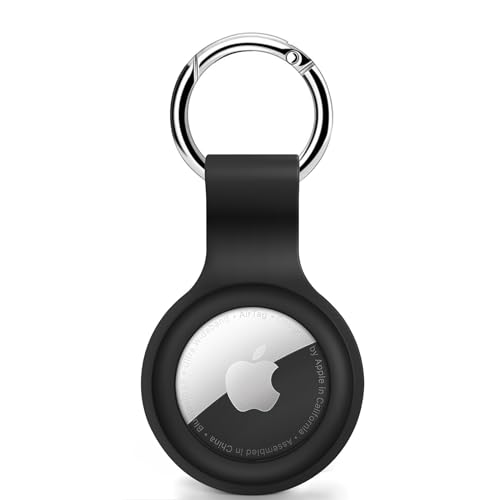 Kompatibel mit Apple AirTag Hülle mit Air Tag Schlüsselanhänger, weiches Silikon AirTag Halter AirTags Schlüsselanhänger Hüllen Tags Kette AirTag GPS Artikelfinder Zubehör - Schwarz von Wowwat