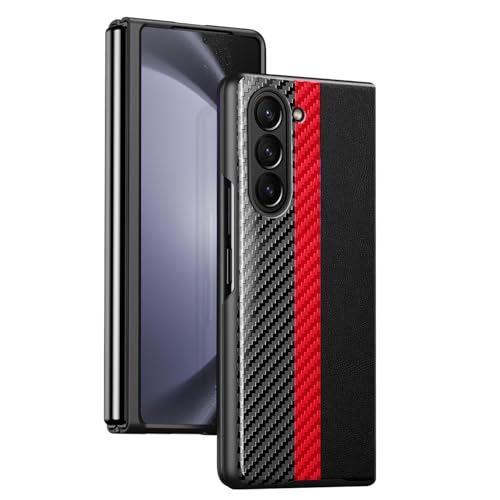 Schutzhülle für Samsung Galaxy Z Fold 6, seidige Haptik, Karbonfaser-Lederhülle für Samsung Fold 6, ultradünn, stoßfest, kratzfest, Schutzhülle für Samsung Z Fold 6 2024 (rot) von Woxidzyx