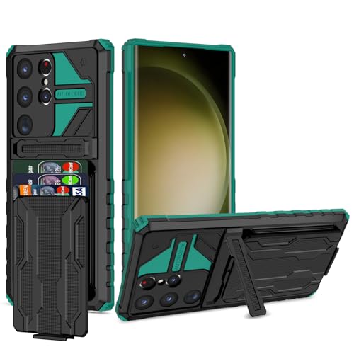 Woxidzyx Schutzhülle für Samsung Galaxy S23 Ultra mit Kartenhalter, Galaxy S23 Ultra Hülle mit Ständer, Militärqualität, stoßfest, versteckter Kartenschlitz, Brieftaschen-Handyhülle für Galaxy S23 von Woxidzyx