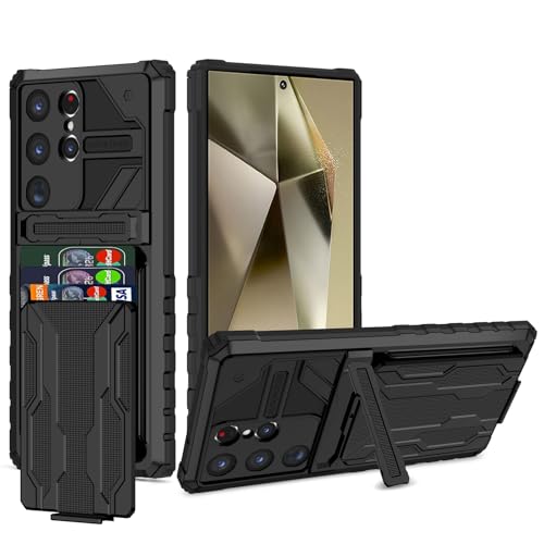 Woxidzyx Schutzhülle für Samsung Galaxy S24 Ultra mit Kartenhalter, Galaxy S24 Ultra Hülle mit Ständer, Militärqualität, stoßfest, versteckter Kartenschlitz, Brieftaschen-Handyhülle für Galaxy S24 von Woxidzyx