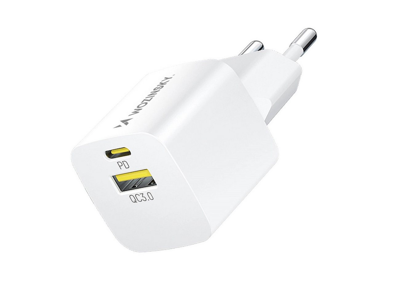 Wozinsky GaN USB-A USB-C 33W Wandladegerät Schnellladegerät PD, QC 3.0 – Weiß Schnelllade-Gerät von Wozinsky