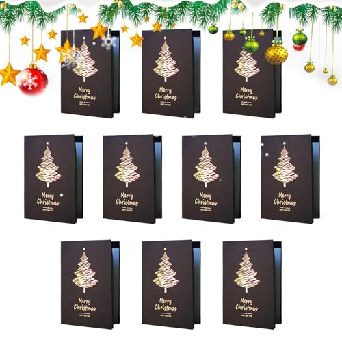 Wpsagek Weihnachtsgrußkarten, Weihnachtskarten mit Umschlägen - 10er-Pack Grußkarten mit Goldfolie,Frohe Feiertage-Notizkarten, Frohe Weihnachtskarten, verschiedene Weihnachtskarten für Feiertage von Wpsagek