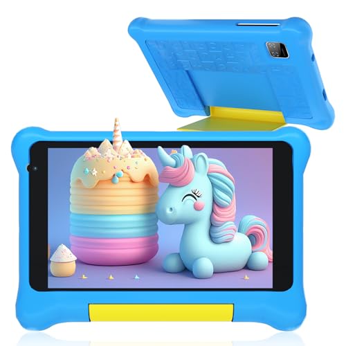 Wqplo Kinder-Tablet, 7 Zoll, Android 13, mit GMS Zertifiziert, 2 GB RAM 32 GB ROM, vorinstallierte Apps, Kindersicherung, Bluetooth, WiFi, Lerntablet mit Kid-Proof Schutzhülle (blau) von Wqplo