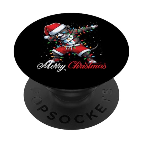 Dabbing Pitbull Merry Christmas Lights Weihnachtsmütze Xmas Snow PopSockets mit austauschbarem PopGrip von Wrapped with Christmas Lights Merry Christmas