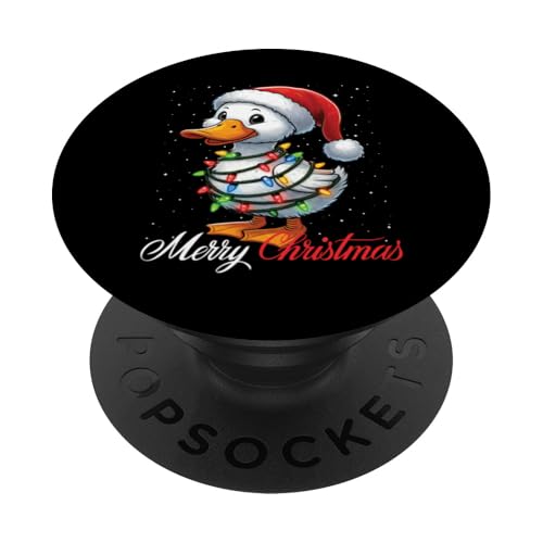 Duck Merry Christmas Lights Weihnachtsmannmütze Xmas Snow PopSockets mit austauschbarem PopGrip von Wrapped with Christmas Lights Merry Christmas