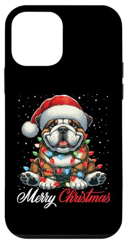 Hülle für iPhone 12 mini Englische Bulldogge Merry Christmas Lights Santa Hat Xmas Snow von Wrapped with Christmas Lights Merry Christmas