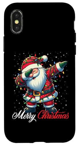 Hülle für iPhone X/XS Dabbing Santa Claus Merry Christmas Lights Weihnachtsmütze Xmas von Wrapped with Christmas Lights Merry Christmas