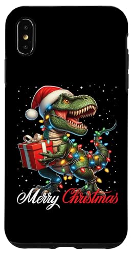 Hülle für iPhone XS Max T Rex Dinosaurier Merry Christmas Lights Santa Hat Xmas Snow von Wrapped with Christmas Lights Merry Christmas