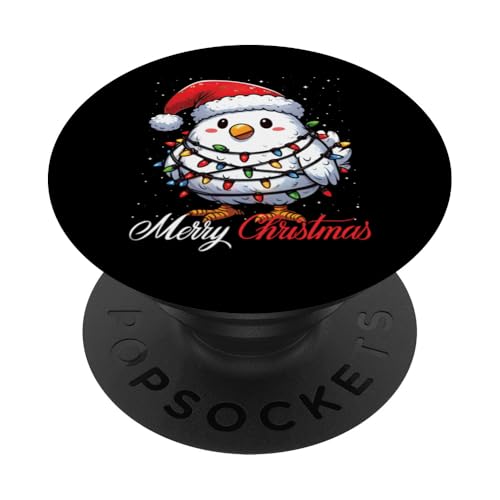 Huhn Merry Christmas Lights Weihnachtsmannmütze Xmas Snow PopSockets Klebender PopGrip von Wrapped with Christmas Lights Merry Christmas