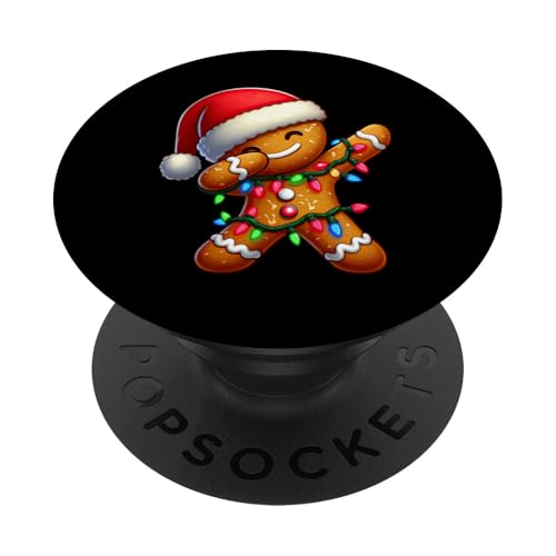 Dabbing Lebkuchen-Weihnachtsbeleuchtung Weihnachtsmannmütze Xmas Party PopSockets mit austauschbarem PopGrip von Wrapped with Christmas Lights