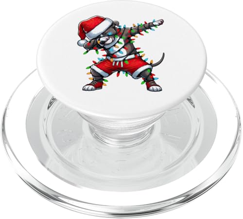 Dabbing Pit Bull Weihnachtsbeleuchtung Nikolausmütze Jungen Mädchen PopSockets PopGrip für MagSafe von Wrapped with Christmas Lights