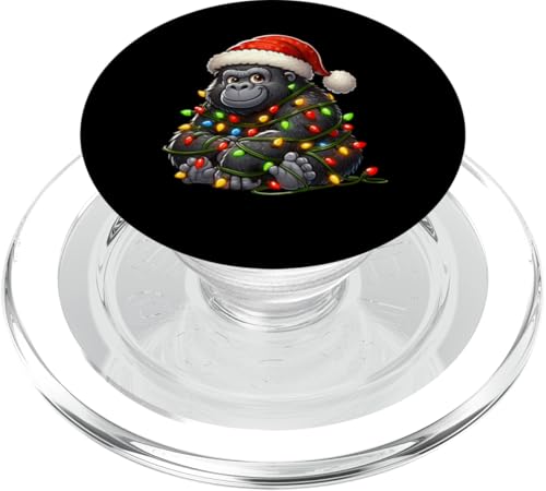 Gorilla Weihnachtsmannmütze für Jungen und Mädchen PopSockets PopGrip für MagSafe von Wrapped with Christmas Lights