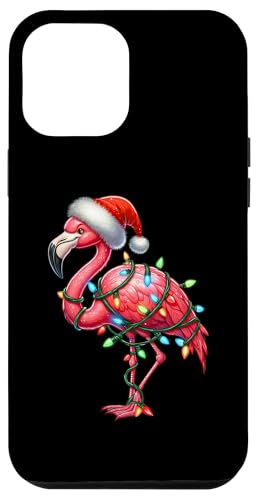 Hülle für iPhone 15 Plus Flamingo Weihnachtsbeleuchtung Weihnachtsmannmütze Jungen Mädchen Kinder von Wrapped with Christmas Lights