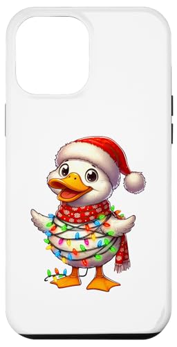 Hülle für iPhone 15 Pro Max Ente Weihnachtsbeleuchtung Nikolausmütze Jungen Mädchen Kinder von Wrapped with Christmas Lights