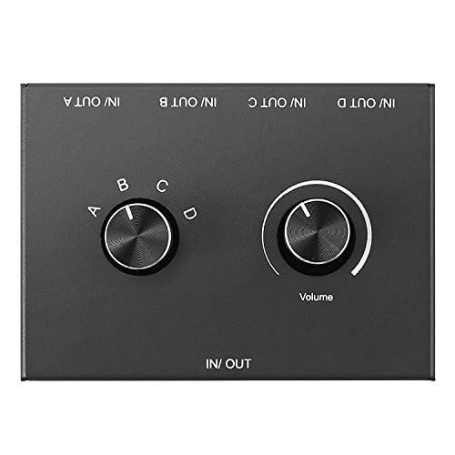 Wresetly Unterstützt Stereo-Audio-Switch, 4 Ports, 3,5 mm, 1 in 4 Ausgänge oder 4 in 1 Ausgang für Laptop-Kopfhörer, PC von Wresetly