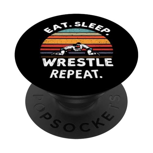 Eat Sleep Wrestle Repeat Outfit Wrestling Ring Wrestler Mask PopSockets Klebender PopGrip von Wrestling Figur Kostüm Merch Design Wrestler Maske