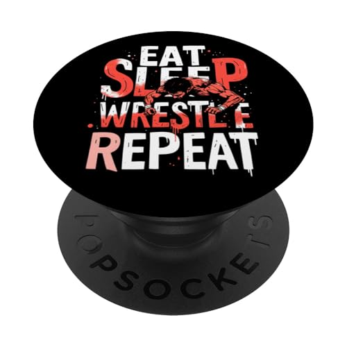 Eat Sleep Wrestle Repeat Outfit Wrestling Ring Wrestler Mask PopSockets Klebender PopGrip von Wrestling Figur Kostüm Merch Design Wrestler Maske