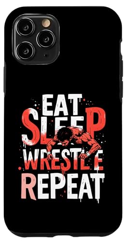 Hülle für iPhone 11 Pro Eat Sleep Wrestle Repeat Outfit Wrestling Ring Wrestler Mask von Wrestling Figur Kostüm Merch Design Wrestler Maske