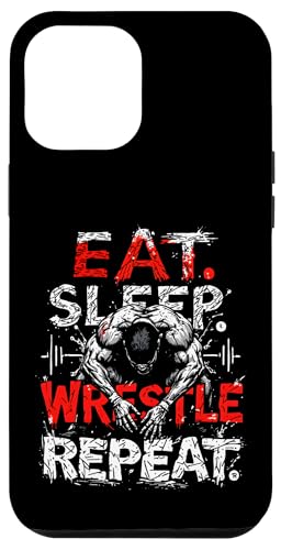 Hülle für iPhone 12 Pro Max Eat Sleep Wrestle Repeat Outfit Wrestling Ring Wrestler Mask von Wrestling Figur Kostüm Merch Design Wrestler Maske