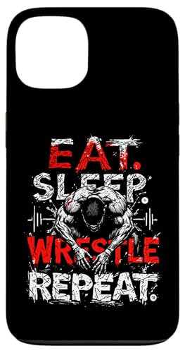 Hülle für iPhone 13 Eat Sleep Wrestle Repeat Outfit Wrestling Ring Wrestler Mask von Wrestling Figur Kostüm Merch Design Wrestler Maske