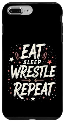 Hülle für iPhone 7 Plus/8 Plus Eat Sleep Wrestle Repeat Outfit Wrestling Ring Wrestler Mask von Wrestling Figur Kostüm Merch Design Wrestler Maske