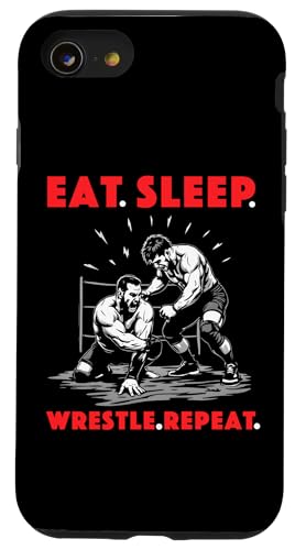 Hülle für iPhone SE (2020) / 7 / 8 Eat Sleep Wrestle Repeat Outfit Wrestling Ring Wrestler Mask von Wrestling Figur Kostüm Merch Design Wrestler Maske