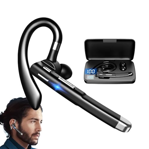 Wrohto Einzelner Kopfhörer, kabellos, Mono-Kopfhörer, Enc Noise Cancelling Earbuds, In-Ear-Kopfhörer, LED-Akku-Anzeige, kabellos für die meisten Smartphones, 5 V/1 A von Wrohto