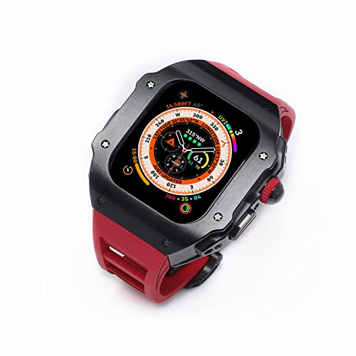 Wtukmo Schutzhülle für Apple Watch Ultra 49 mm Titanlegierung RM Mod mit Fluorkautschukband, Modifikationsset, Armbänder und Metalllünette (C) von Wtukmo