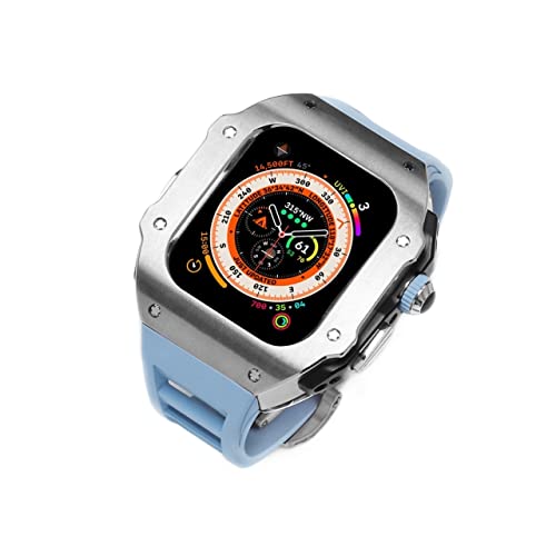 Wtukmo Schutzhülle für Apple Watch Ultra 49 mm Titanlegierung RM Mod mit Fluorkautschukband Modifikationsset Armbänder und Metalllünette (R) von Wtukmo