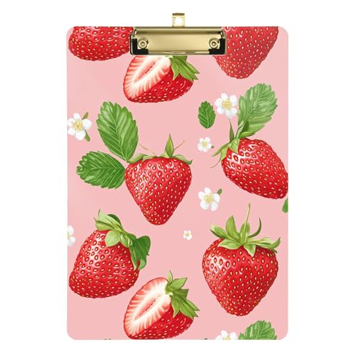 Sweet Strawberries Fruit Blush Klemmbrett Clips A4 Größe 31,8 x 22,9 cm Ordner-Klemmbrett mit flachem Profil-Clip für Stillen von Wudan