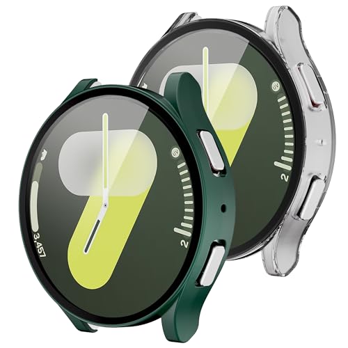 Wugongyan Displayschutzfolie für Samsung Galaxy Watch 7, 40 mm, 44 mm, harter Polycarbonat, vollständiger Schutz, integrierter gehärteter Glasfilm für Galaxy Watch 7, 40 mm, 2 Stück von Wugongyan