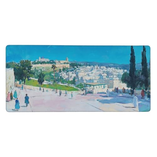 Abstrakt Gaming Mauspad XXL 600x400x3 mm, Landschaft Mauspad Groß Vernähte Kanten, Mousepad mit Anti Rutsch Basis Resistent Weiche Oberfläche, Schreibtisch Unterlage für PC, Laptop Dekorieren-L99 von Wuleogxi