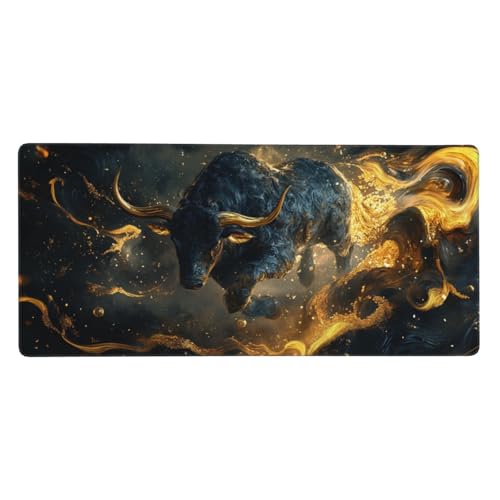 Abstrakt Gaming Mauspad XXL 800x400x3 mm, Blau Mauspad Groß Vernähte Kanten, Mousepad mit Anti Rutsch Basis und Wasser Resistent Weiche Oberfläche, Schreibtisch Unterlage für Tastatur, PC, Laptop von Wuleogxi