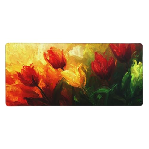 Abstrakt Mauspad XXL Gaming 1200x600x3 mm, Mauspad Groß Blume Mousepad mit Anti Rutsch Basis Resistent Weiche Oberfläche, Verbesserung Präzision Geschwindigkeit der Büroarbeit, Desk Mat Dekorieren-L96 von Wuleogxi