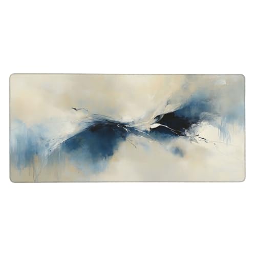 Abstrakt Mauspad XXL Gaming 600x400x3 mm, Mauspad Groß Blau Mousepad mit Anti Rutsch Basis Resistent Weiche Oberfläche, Verbesserung Präzision Geschwindigkeit der Büroarbeit, Desk Mat Dekorieren-L88 von Wuleogxi