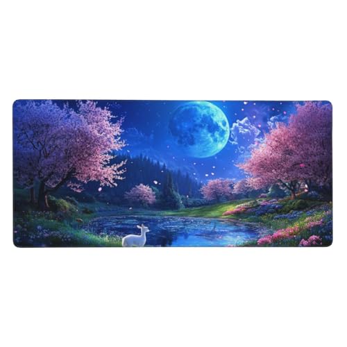 Baum Gaming Mauspad XXL 1200x600x3 mm, Planet Mauspad Groß Vernähte Kanten, Mousepad mit Anti Rutsch Basis Resistent Weiche Oberfläche, Schreibtisch Unterlage für Tastatur, PC, Laptop Dekorieren-L1238 von Wuleogxi