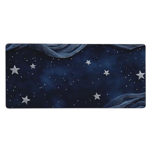 Blau Gaming Mauspad XXL 600x300x3 mm, Stern Mauspad Groß Vernähte Kanten, Mousepad mit Anti Rutsch Basis Resistent Weiche Oberfläche, Schreibtisch Unterlage für Tastatur, PC, Laptop Dekorieren-L898 von Wuleogxi