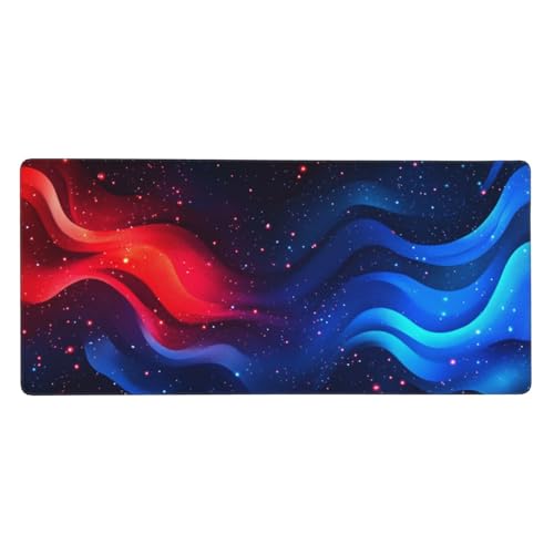 Blau Gaming Mauspad XXL 900x400x3 mm, Rot Mauspad Groß Vernähte Kanten, Mousepad mit Anti Rutsch Basis Resistent Weiche Oberfläche, Schreibtisch Unterlage für Tastatur, PC, Laptop Dekorieren-L940 von Wuleogxi